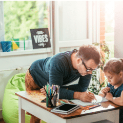 adobe helicopter dad doing homework with kid