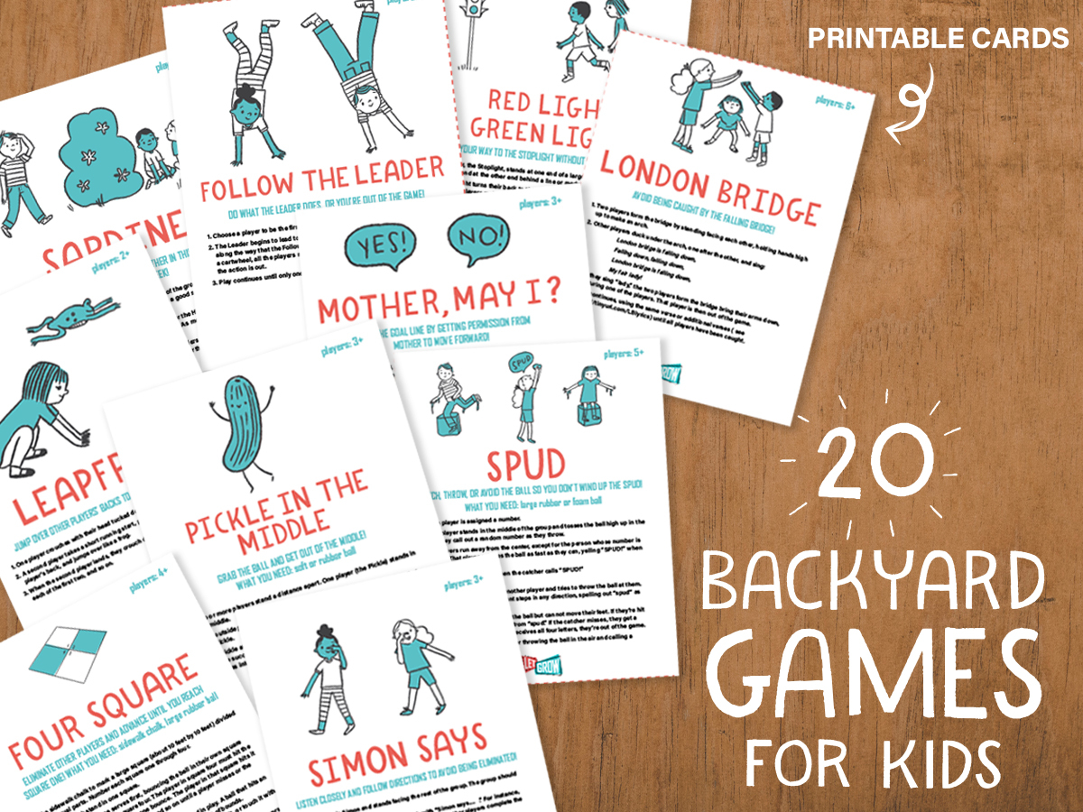 20 Fun Backyard Games on Free Printable Cards