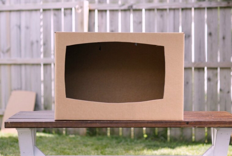Cardboard TV opening