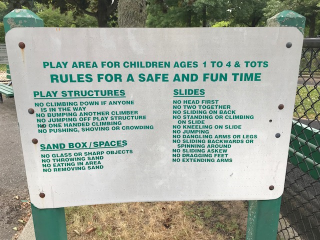 Funny signs playground no